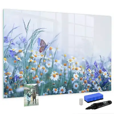 Magnettafel beschreibbar mit Motiv Schmetterling auf der Wiese
