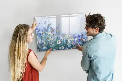 Magnettafel beschreibbar mit Motiv Schmetterling auf der Wiese