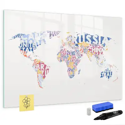 Schreib-Magnettafel mit Weltkarte der Länder