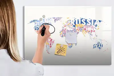 Schreib-Magnettafel mit Weltkarte der Länder