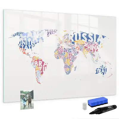 Schreib-Magnettafel mit Weltkarte der Länder