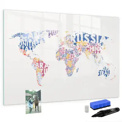 Schreib-Magnettafel mit Weltkarte der Länder