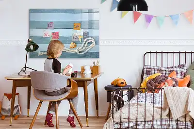 Beschreibbare Magnettafel mit Motiv Bretter, Pflanzen und Muscheln