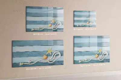 Beschreibbare Magnettafel mit Motiv Bretter, Pflanzen und Muscheln