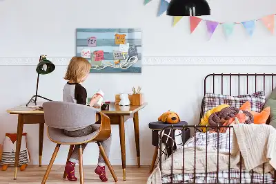 Beschreibbare Magnettafel mit Motiv Bretter, Pflanzen und Muscheln