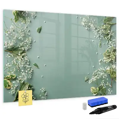 Schreib-Magnettafel mit Motiv Zarte Blumen