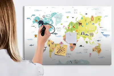 Schreib-Magnettafel mit Motiv Tier-Weltkarte