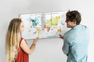 Schreib-Magnettafel mit Motiv Tier-Weltkarte