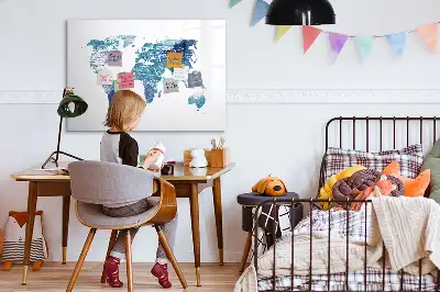 Weltkarte beschreibbare Magnettafel