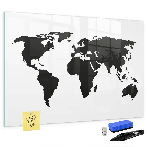 Magnetische Weltkarte schwarze beschreibbare Ausführung
