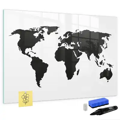 Magnetische Weltkarte schwarze beschreibbare Ausführung