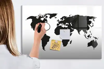 Magnetische Weltkarte schwarze beschreibbare Ausführung
