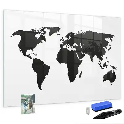 Magnetische Weltkarte schwarze beschreibbare Ausführung