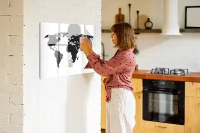 Magnetische Weltkarte schwarze beschreibbare Ausführung