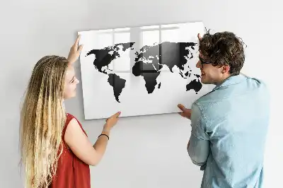 Magnetische Weltkarte schwarze beschreibbare Ausführung