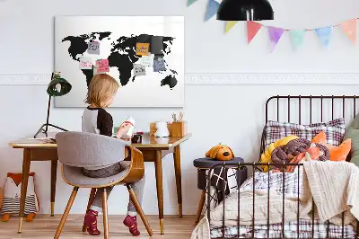 Magnetische Weltkarte schwarze beschreibbare Ausführung