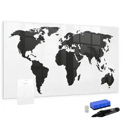 Magnetische Weltkarte schwarze beschreibbare Ausführung