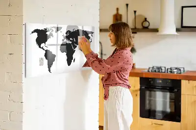 Magnetische Weltkarte schwarze beschreibbare Ausführung