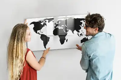 Magnetische Weltkarte schwarze beschreibbare Ausführung