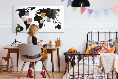 Magnetische Weltkarte schwarze beschreibbare Ausführung