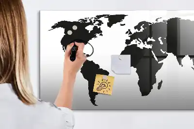 Magnetische Weltkarte schwarze beschreibbare Ausführung