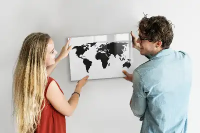Magnetische Weltkarte schwarze beschreibbare Ausführung