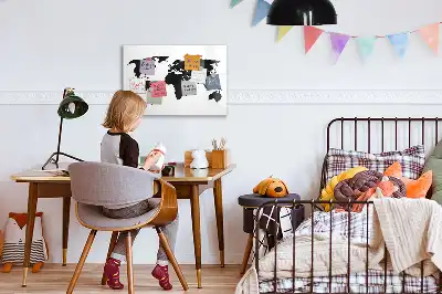 Magnetische Weltkarte schwarze beschreibbare Ausführung