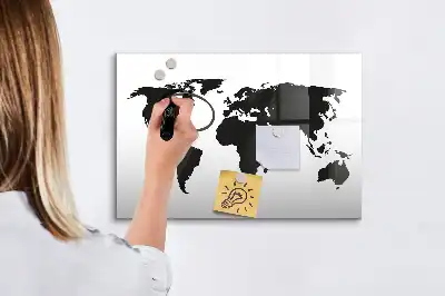Magnetische Weltkarte schwarze beschreibbare Ausführung