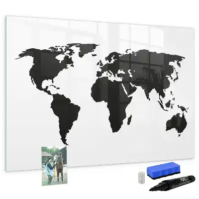 Magnetische Weltkarte schwarze beschreibbare Ausführung