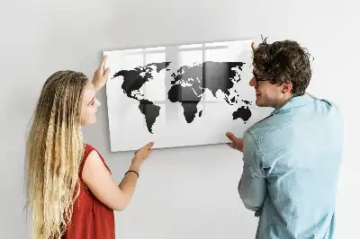 Magnetische Weltkarte schwarze beschreibbare Ausführung
