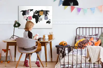 Magnetische Weltkarte schwarze beschreibbare Ausführung