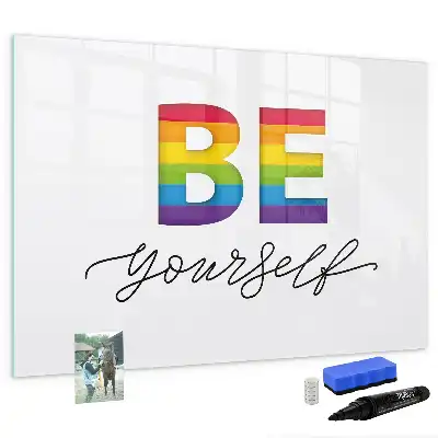 Schreib-Magnettafel mit dem Text Sei du selbst