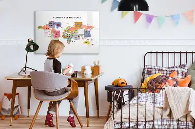 Beschreibbare Magnettafel mit Motiv Weltkarte mit Flaggen