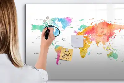 Schreib-Magnettafel Aquarell-Weltkarte