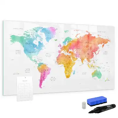 Schreib-Magnettafel Aquarell-Weltkarte