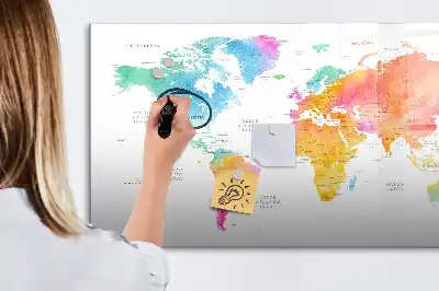 Schreib-Magnettafel Aquarell-Weltkarte