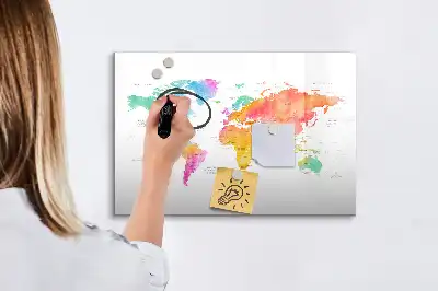 Schreib-Magnettafel Aquarell-Weltkarte