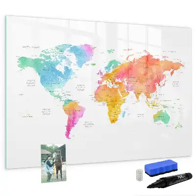 Schreib-Magnettafel Aquarell-Weltkarte
