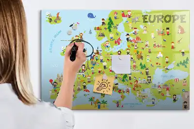 Schreib-Magnettafel mit Weltkartenmotiv und Flaggen