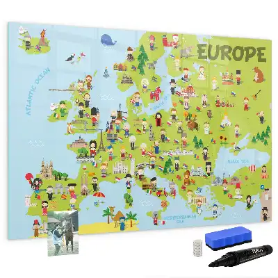 Schreib-Magnettafel mit Weltkartenmotiv und Flaggen