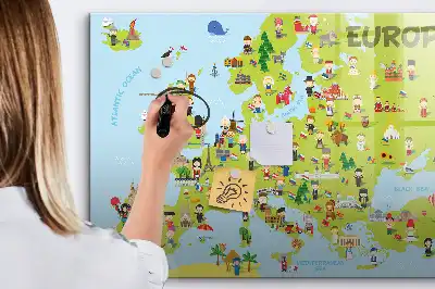 Schreib-Magnettafel mit Weltkartenmotiv und Flaggen