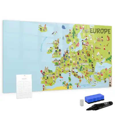 Schreib-Magnettafel mit Weltkartenmotiv und Flaggen