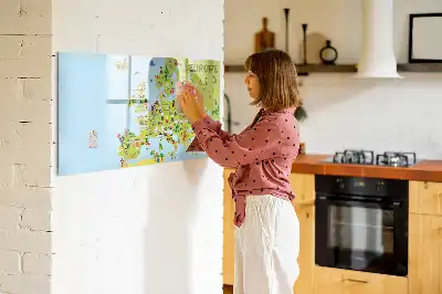 Schreib-Magnettafel mit Weltkartenmotiv und Flaggen