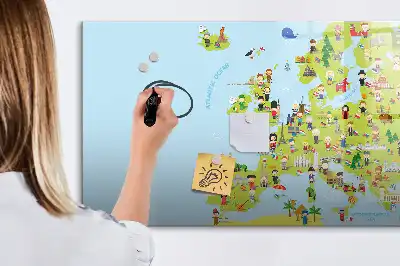 Schreib-Magnettafel mit Weltkartenmotiv und Flaggen