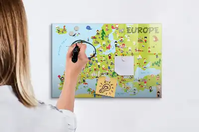 Schreib-Magnettafel mit Weltkartenmotiv und Flaggen