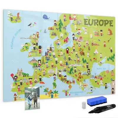 Schreib-Magnettafel mit Weltkartenmotiv und Flaggen