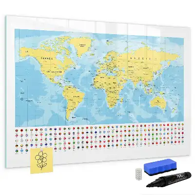 Weltkarte als beschreibbare Magnettafel