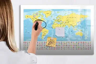 Weltkarte als beschreibbare Magnettafel