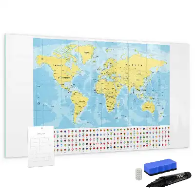 Weltkarte als beschreibbare Magnettafel