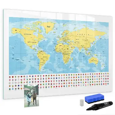 Weltkarte als beschreibbare Magnettafel